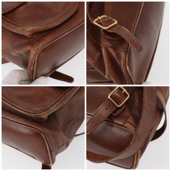 GUCCI Bamboo Backpack Leather Brown Gold 003 2058 0016 Auth 152053